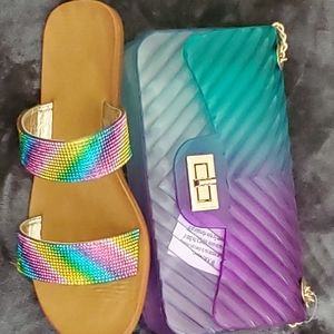 Ombre Jelly purse with matching Rainbow 🌈 sandal